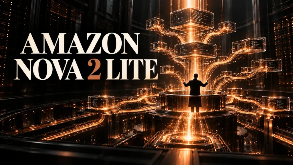 جلد Amazon Nova 2 Lite با طراحی سه‌بعدی مشکی و نور مسی