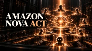 جلد Amazon Nova Act با طراحی سه‌بعدی مشکی و نور مسی