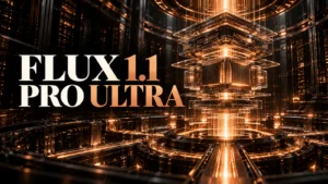 جلد FLUX 1.1 Pro Ultra با طراحی سه‌بعدی مشکی و نور مسی