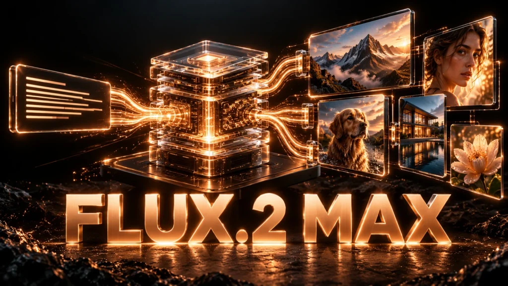 نام بزرگ FLUX.2 Max روی تصویر شاخص اختصاصی Buffalo147 AI با نشانه‌های بصری کاربرد مدل