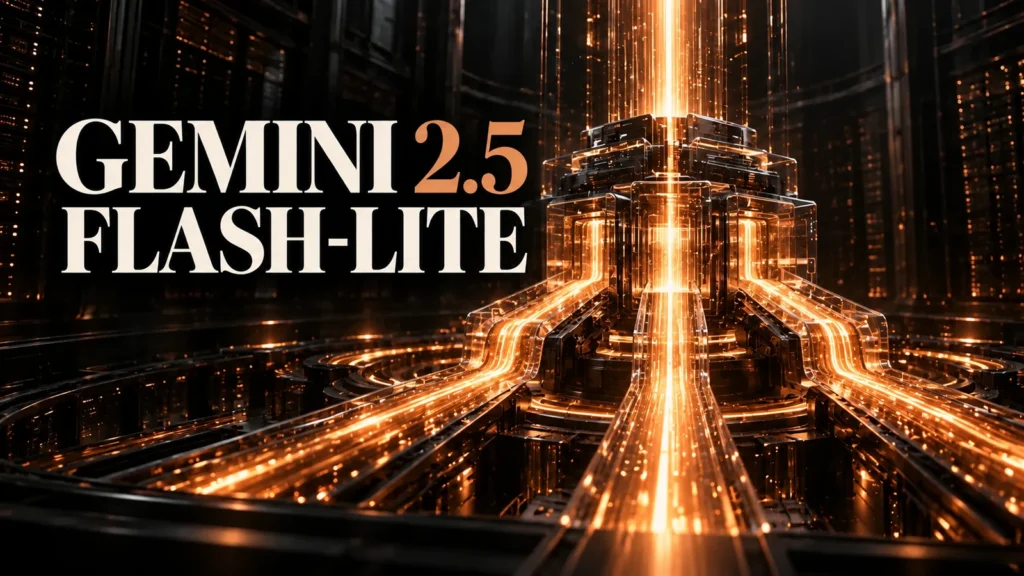 جلد Gemini 2.5 Flash-Lite با طراحی سه‌بعدی مشکی و نور مسی