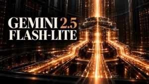 جلد Gemini 2.5 Flash-Lite با طراحی سه‌بعدی مشکی و نور مسی