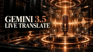 جلد Gemini 3.5 Live Translate با طراحی سه‌بعدی مشکی و نور مسی