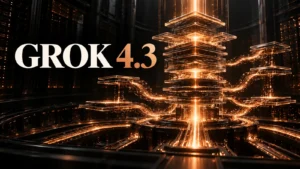 جلد Grok 4.3 با طراحی سه‌بعدی مشکی و نور مسی