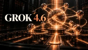 جلد Grok 4.6 با طراحی سه‌بعدی مشکی و نور مسی