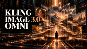 جلد Kling Image 3.0 Omni با طراحی سه‌بعدی مشکی و نور مسی