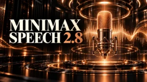 جلد MiniMax Speech 2.8 با طراحی سه‌بعدی مشکی و نور مسی