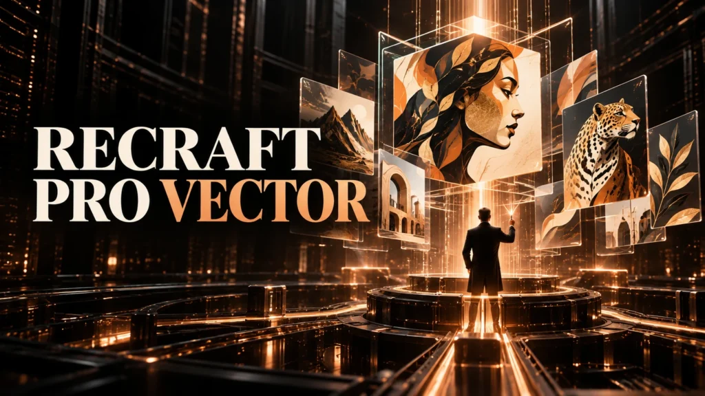 جلد Recraft Pro Vector با طراحی سه‌بعدی مشکی و نور مسی