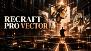 جلد Recraft Pro Vector با طراحی سه‌بعدی مشکی و نور مسی