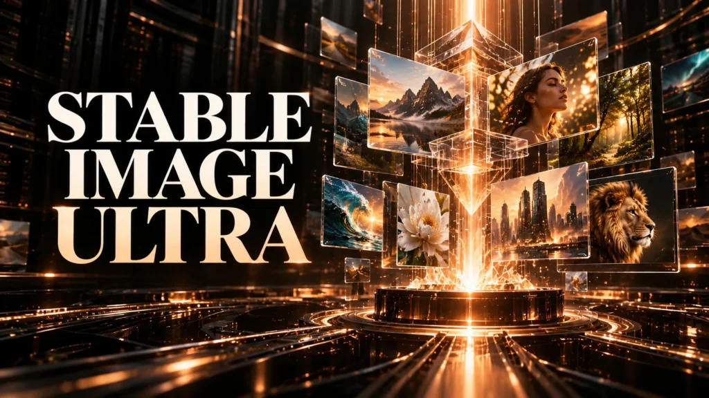 جلد Stable Image Ultra با طراحی سه‌بعدی مشکی و نور مسی